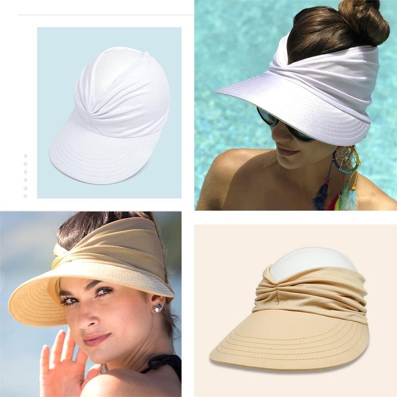 ZYAWP Sun Hat Women Sun Beach Visor Cap UV Protection with Wide Brim for Sports Beach Golf Hiking - Image 3